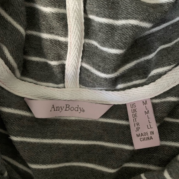 AnyBody Cozy Knit French Terry Striped Hoodie - Picture 3 of 5